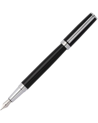 BOSS Glossy-black Lacquer Fountain Pen With Logo Ring