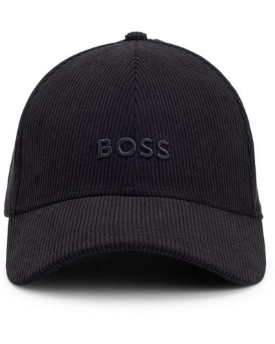 BOSS Cap aus Cord mit feiner Struktur und Logo-Stickerei - Schwarz