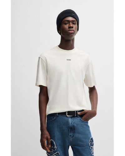 HUGO T-shirt décontracté en coton à logo imprimé - Blanc
