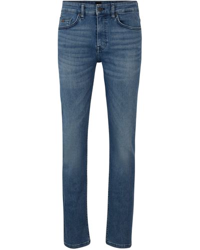 BOSS Mittelblaue Slim-Fit Jeans aus softem Stretch-Denim