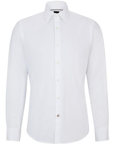BOSS Regular-fit Overhemd In Een Popeline Van Gemakkelijk Te Strijken Katoen - Wit