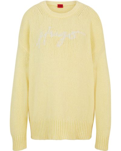 HUGO Pullover SAREED Oversize Fit - Gelb