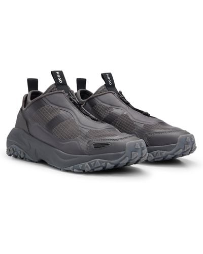 HUGO Sock-style Zip-up Sneakers With Eva-rubber Sole - Black