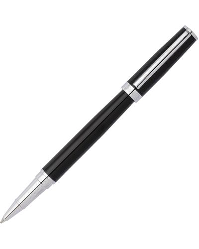BOSS Glossy-black Lacquer Rollerball Pen With Logo Ring