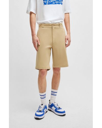 HUGO Regular-fit Regular-rise Shorts In Cotton Twill - White