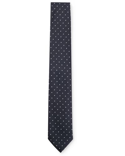 BOSS Krawatte aus Seiden-Mix mit durchgehendem Jacquard-Muster - Blau
