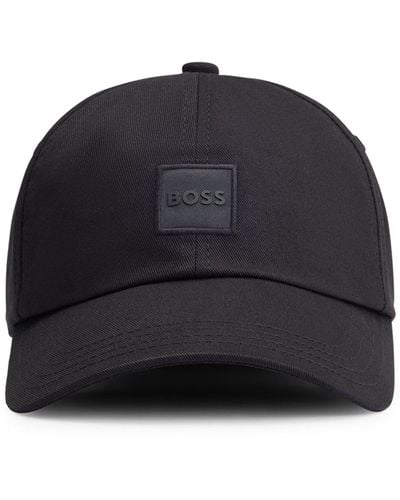 BOSS Cap aus Baumwoll-Twill mit tonalem Logo-Aufnäher - Schwarz