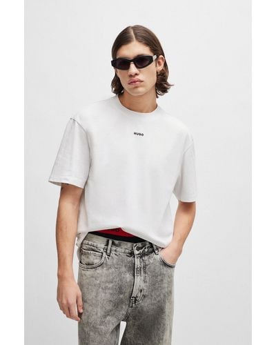 HUGO Relaxed-fit T-shirt In Cotton With Logo Print - White