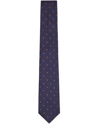 BOSS Cravate en jacquard de soie à pois - Bleu