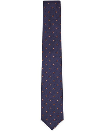 BOSS Krawatte aus Seiden-Jacquard mit Punkte-Muster - Blau