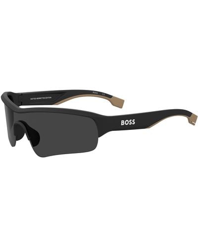 BOSS X Matteo Berrettini Mask-style Sunglasses With Logos - Black