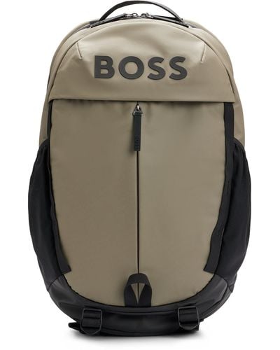 BOSS by HUGO BOSS Faux-leather Backpack With Logo Details - Grey