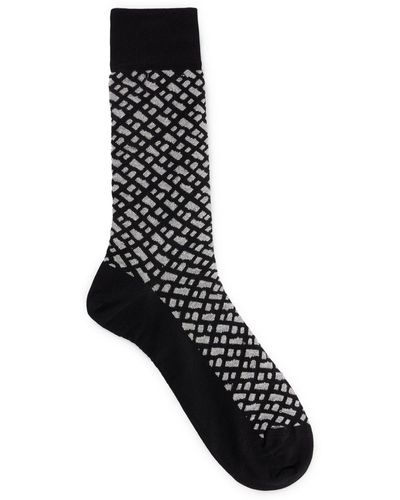 BOSS Mittelhohe Socken mit Monogramm-Muster in Silber-Optik - Schwarz