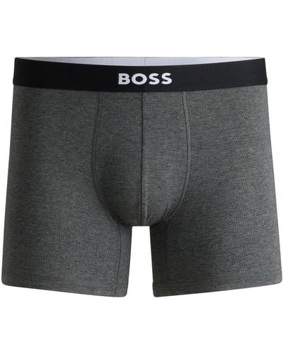 BOSS Stretch-jersey Boxer Briefs With Logo Waistband - Grey
