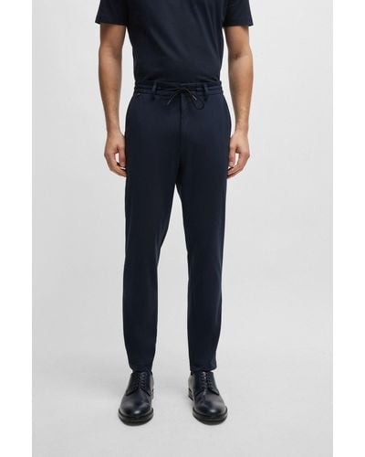 BOSS Slim-fit Trousers In Performance-stretch Jersey - Blue