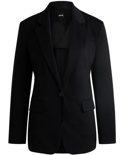 BOSS Relaxed-Fit Blazer aus knitterfreiem Stretch-Jersey - Schwarz