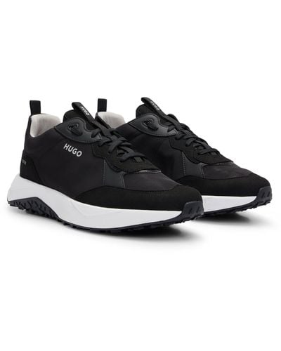 HUGO Mixed-material Sneakers With Eva-rubber Outsole - Black