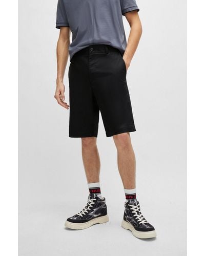 HUGO Regular-fit Shorts With Slim Leg And Buttoned Pockets - Black