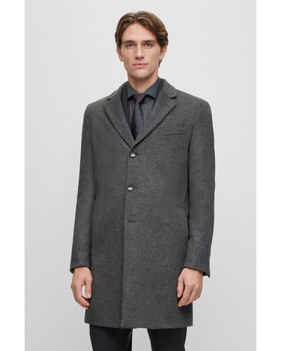 BOSS Slim-fit Coat In Virgin Wool And Cashmere - Grey