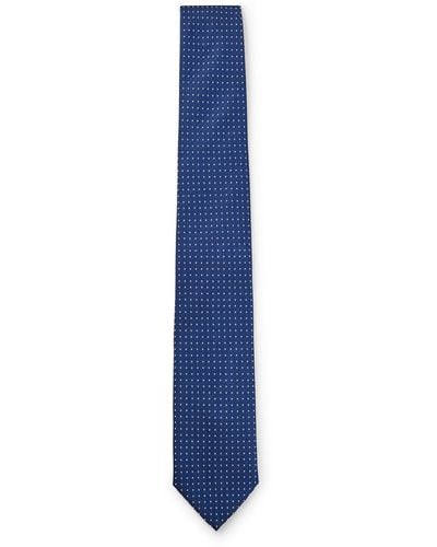 BOSS Silk-blend Tie With Jacquard Dot Pattern - Blue