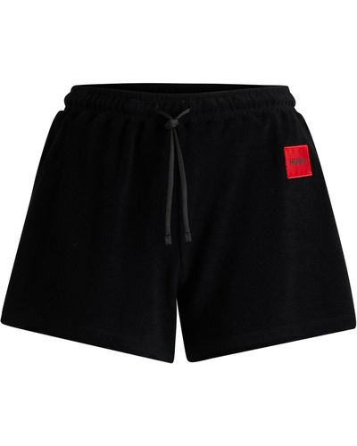 HUGO Short en coton mélangé avec logo - Noir