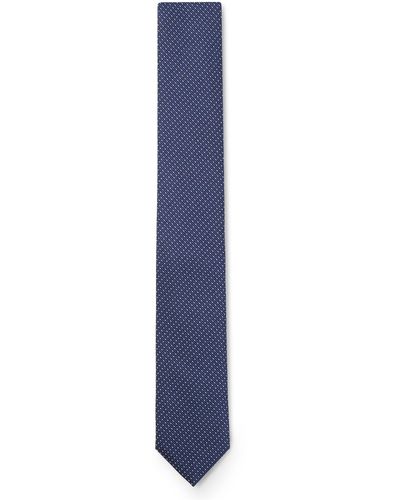 HUGO Cravate en soie mélangée à motif jacquard - Bleu