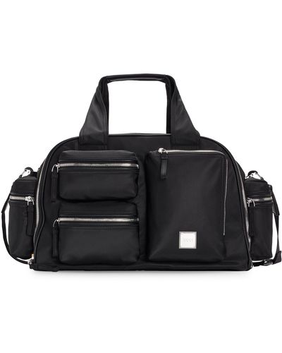 BOSS Bolsa de viaje con varios bolsillos y placa pulida con logo - Negro
