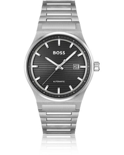 BOSS Link-bracelet Automatic Watch With Groove-textured Dial - Multicolour