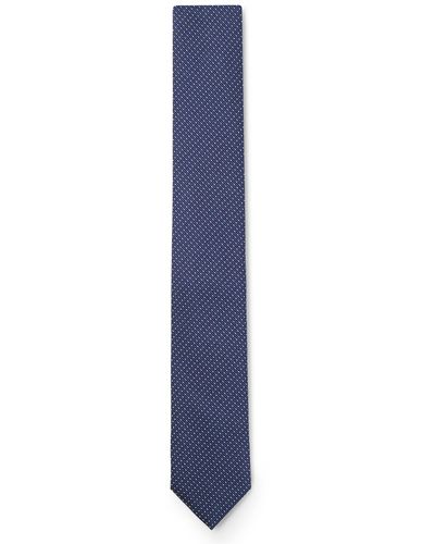 HUGO Silk-blend Tie With Jacquard Pattern - Blue