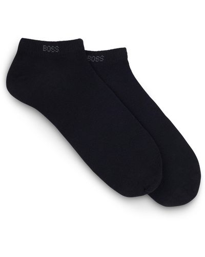 BOSS Knöchellange Socken aus elastischem Baumwoll-Mix im Zweier-Pack - Schwarz