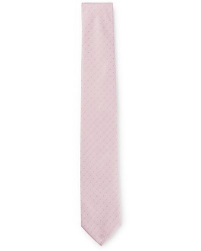 BOSS Silk-blend Tie With Dot Motif - Pink