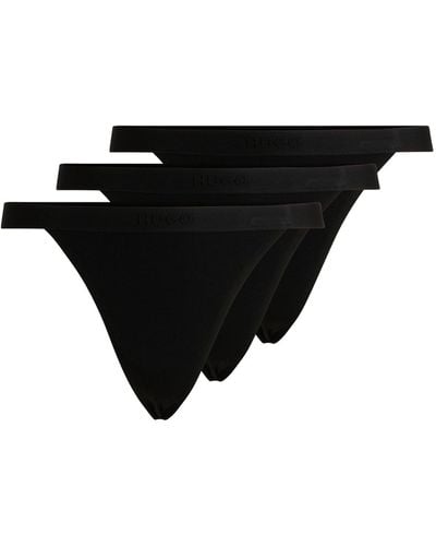 HUGO Triple-pack Of String Briefs In Stretch Modal With Logo Waistband - Black
