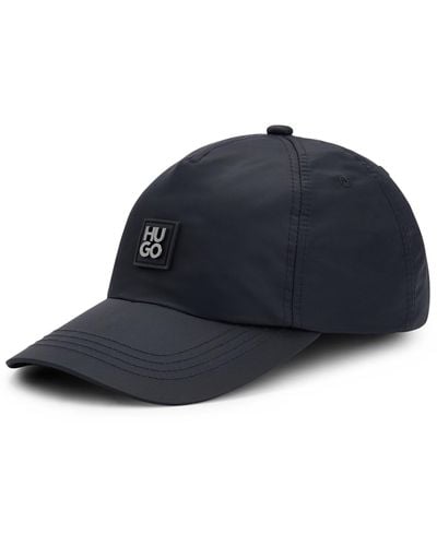 HUGO Waterproof Nylon Cap With Stacked Logo Badge - Blue