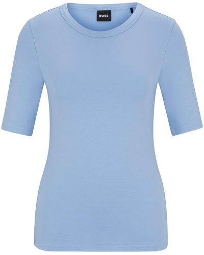 BOSS Slim-fit T-shirt Van Een Modalmix Met Stretch - Blauw