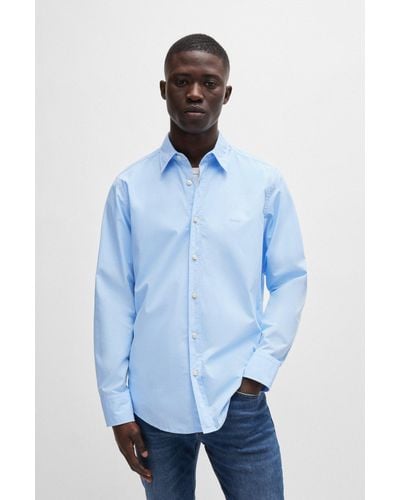 BOSS Regular-fit Shirt In Cotton Poplin With Kent Collar - Blue