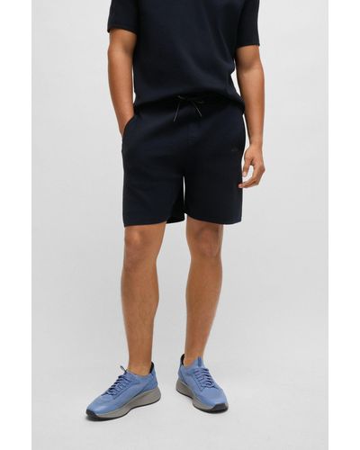 BOSS Regular-fit Shorts In Thermoregulating Cotton-blend Fabric - Black