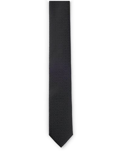 HUGO Jacquard Tie With 6cm Blade - White