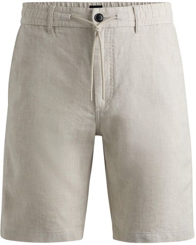 BOSS Tapered-Fit Shorts aus Leinen-Mix - Grau