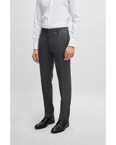 BOSS Slim-fit Trousers In Virgin-wool Serge - Grey