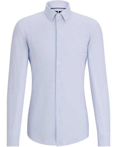 BOSS by HUGO BOSS Slim-fit Overhemd Van Hoogwaardig Stretchmateriaal Met Print - Blauw