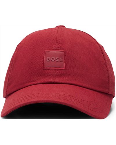 BOSS Cap aus Baumwoll-Twill mit tonalem Logo-Aufnäher - Rot