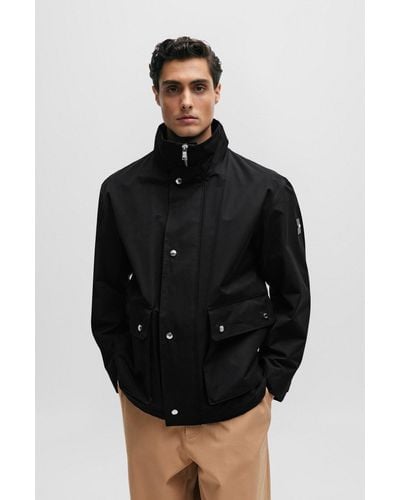 BOSS Regular-fit Jacket With High Collar - Black