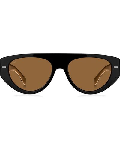 BOSS Sonnenbrille aus schwarzem Bio-Acetat mit gelaserten Logos auf den Bügeln - Mehrfarbig