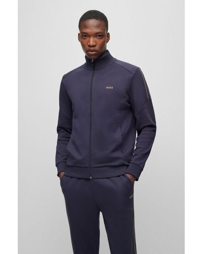 BOSS by HUGO BOSS Interlock-cotton Tracksuit With Contrast Branding in Gray  for Men | Lyst