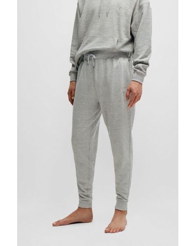 BOSS Tracksuit Bottoms With Embroidered Logo - Gray