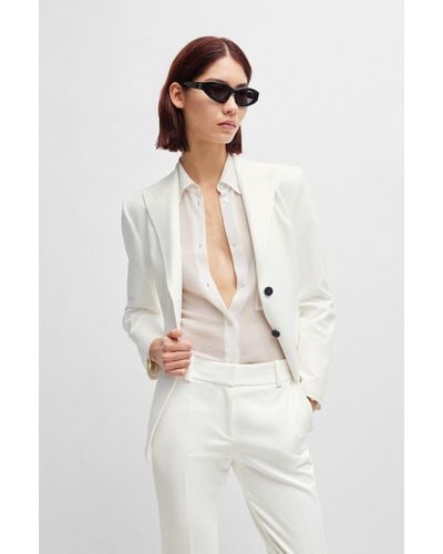 HUGO Slim-fit Jacket In Stretch Fabric - White