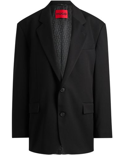 HUGO Modern-fit All-gender Jacket In Stretch Fabric - Black