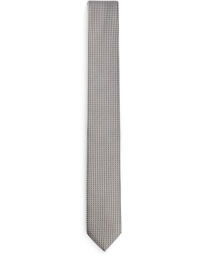 HUGO Silk-blend Tie With Jacquard Pattern - White