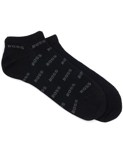 BOSS Two-pack Of Ankle-length Socks With Branding - Black