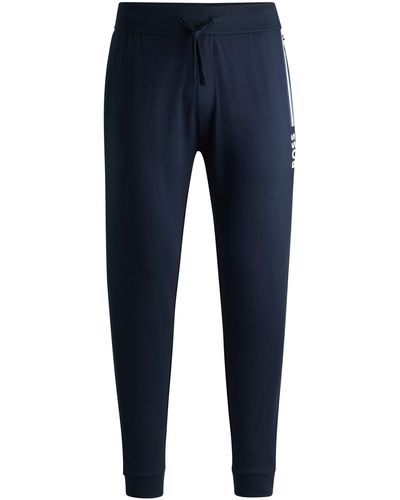BOSS Tracksuit Bottoms In French Terry Cotton With Logo Detail - Blue